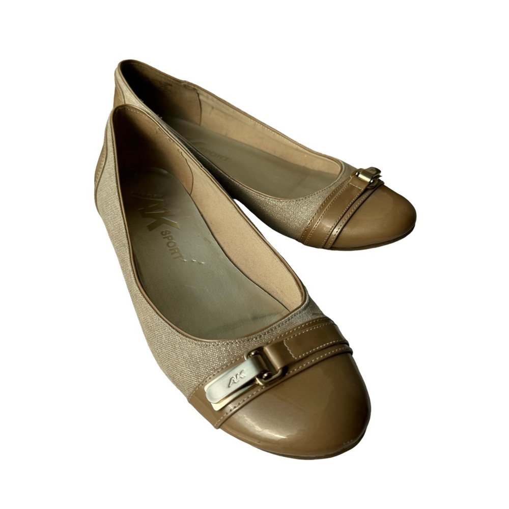 Anne Klein Sport Gold Buckle Flats size 10